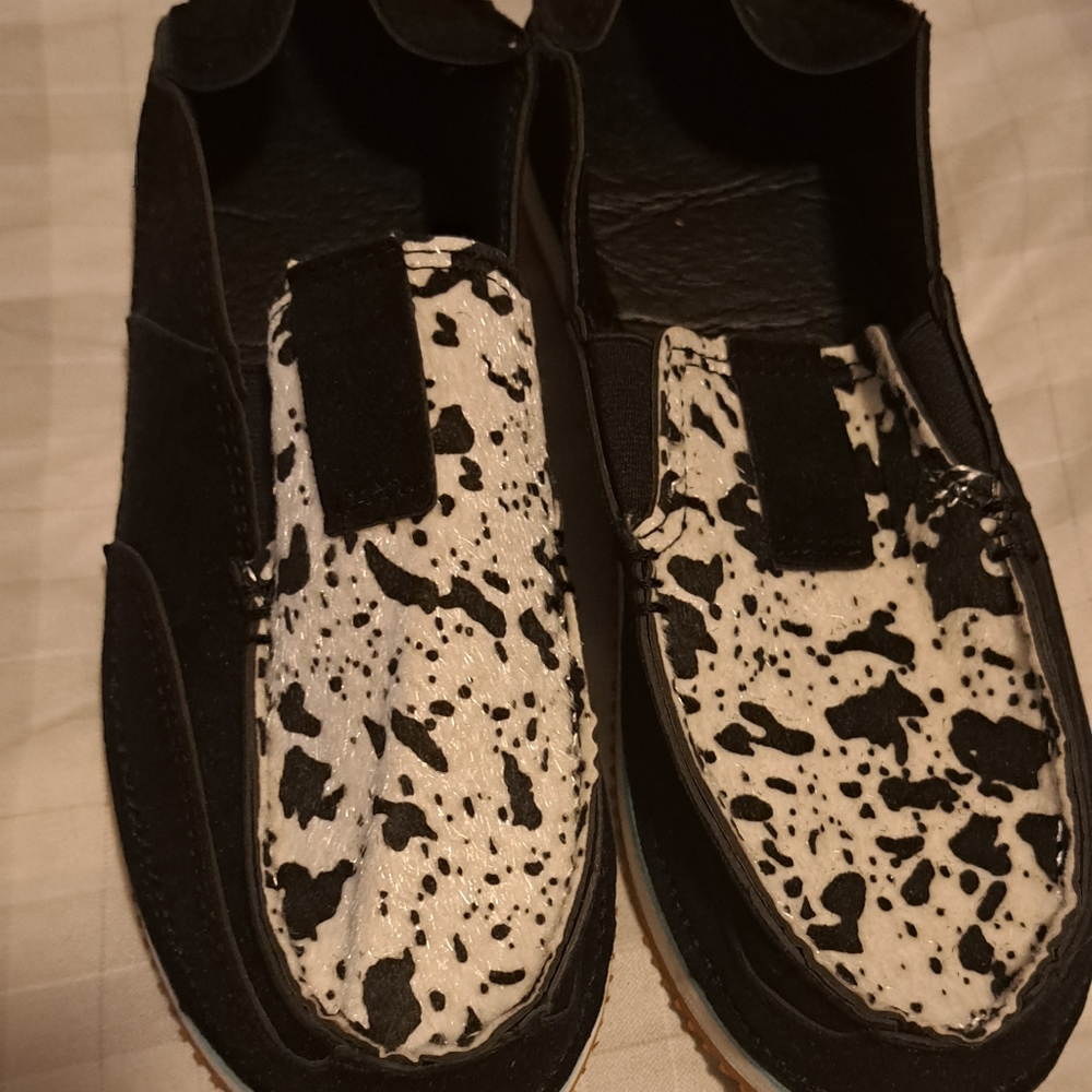 Cow print loafers. NEW never worn. Size 8